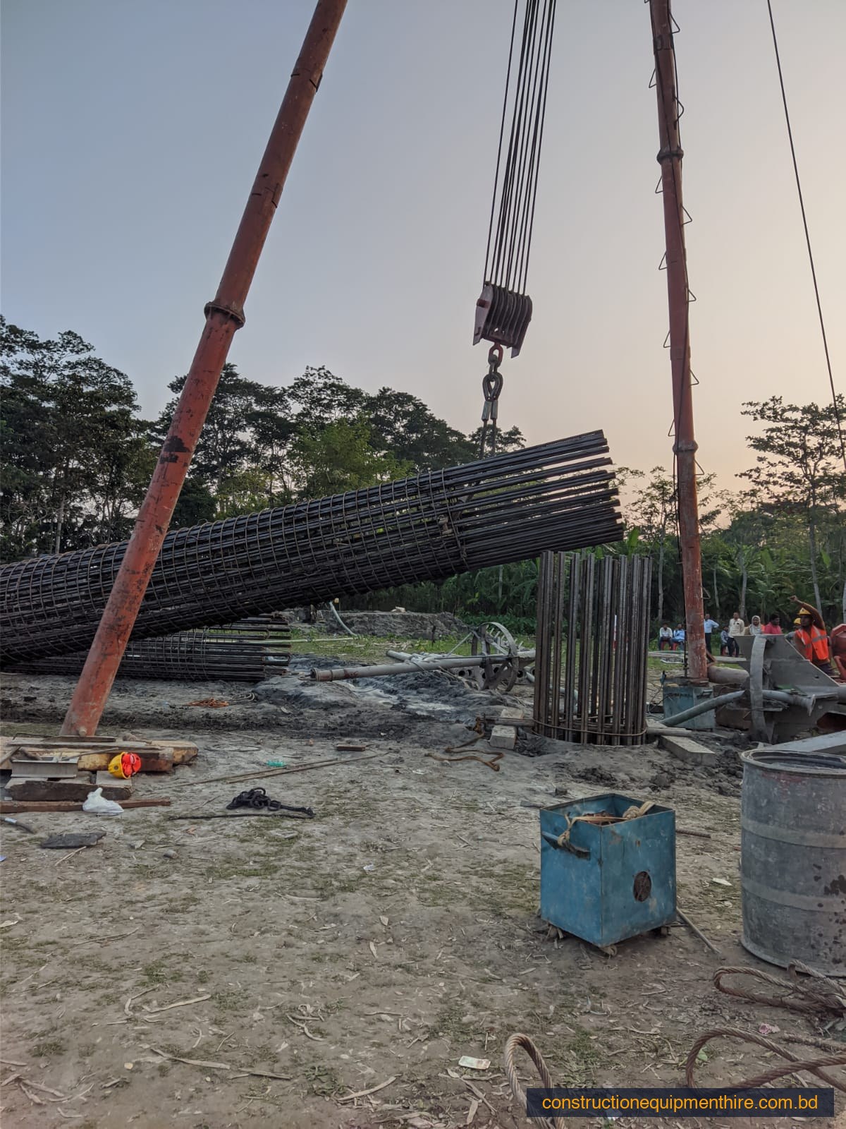 Rebar cage — being lifted